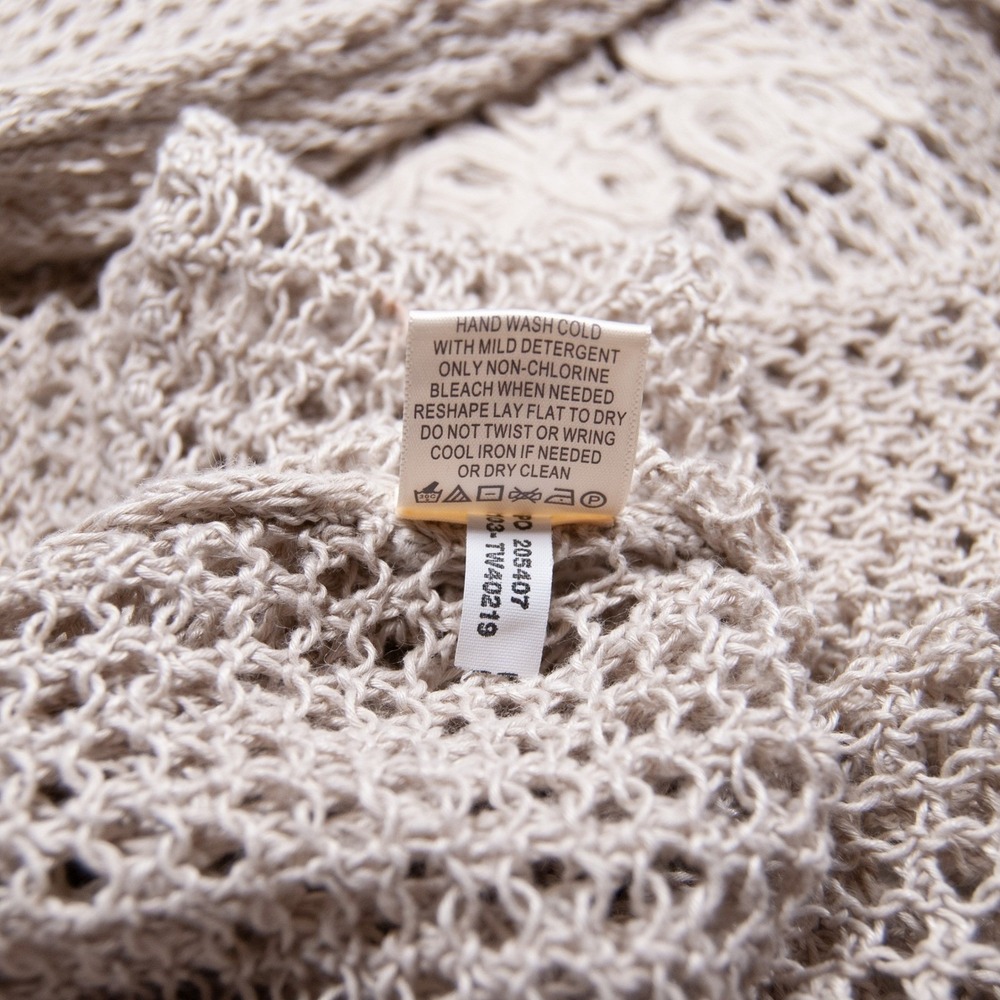 Tommy Bahama Crochet Knit Cover Up Tunic Top V‎ Neck Casual Beige Medium M - Picture 4 of 10